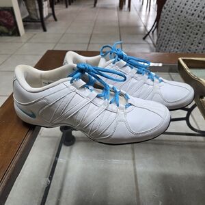 Nike White Sneakers with Blue Accents